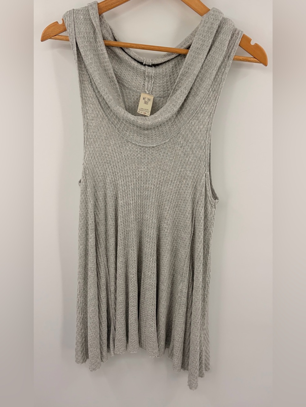 Free People We the free swing it grey cowl neck thermal tank top women’s M boho